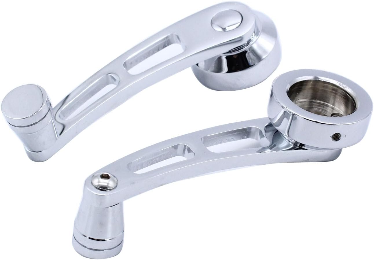 2 Sets Window Crank Handle Chrome Billet Aluminum 4 1/4 Window Crank Handle Fits for Hot Rod Chevy Ford Chrysler