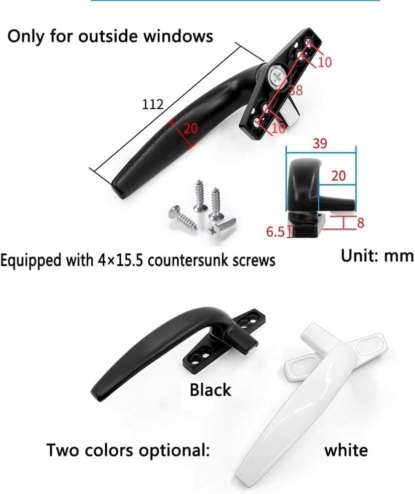 Window Locks Window Handles for upvc Windows Window Lock Handle, A Pair of Window Handles, Extrapolation of Door and Window Handles Window Handle Window Lock Rotate Alloy Door Handle(Svart)