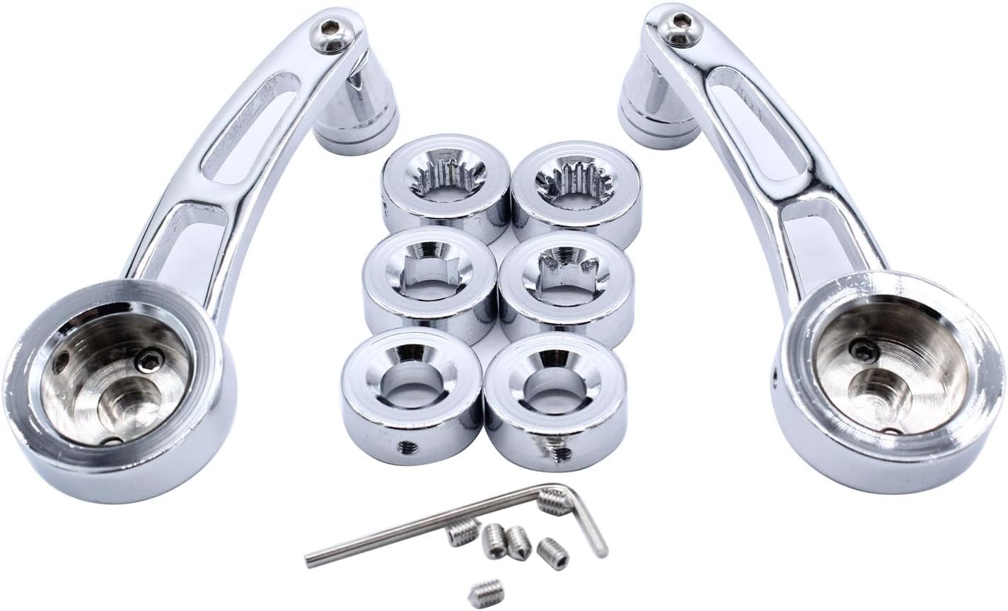 2 Sets Window Crank Handle Chrome Billet Aluminum 4 1/4 Window Crank Handle Fits for Hot Rod Chevy Ford Chrysler