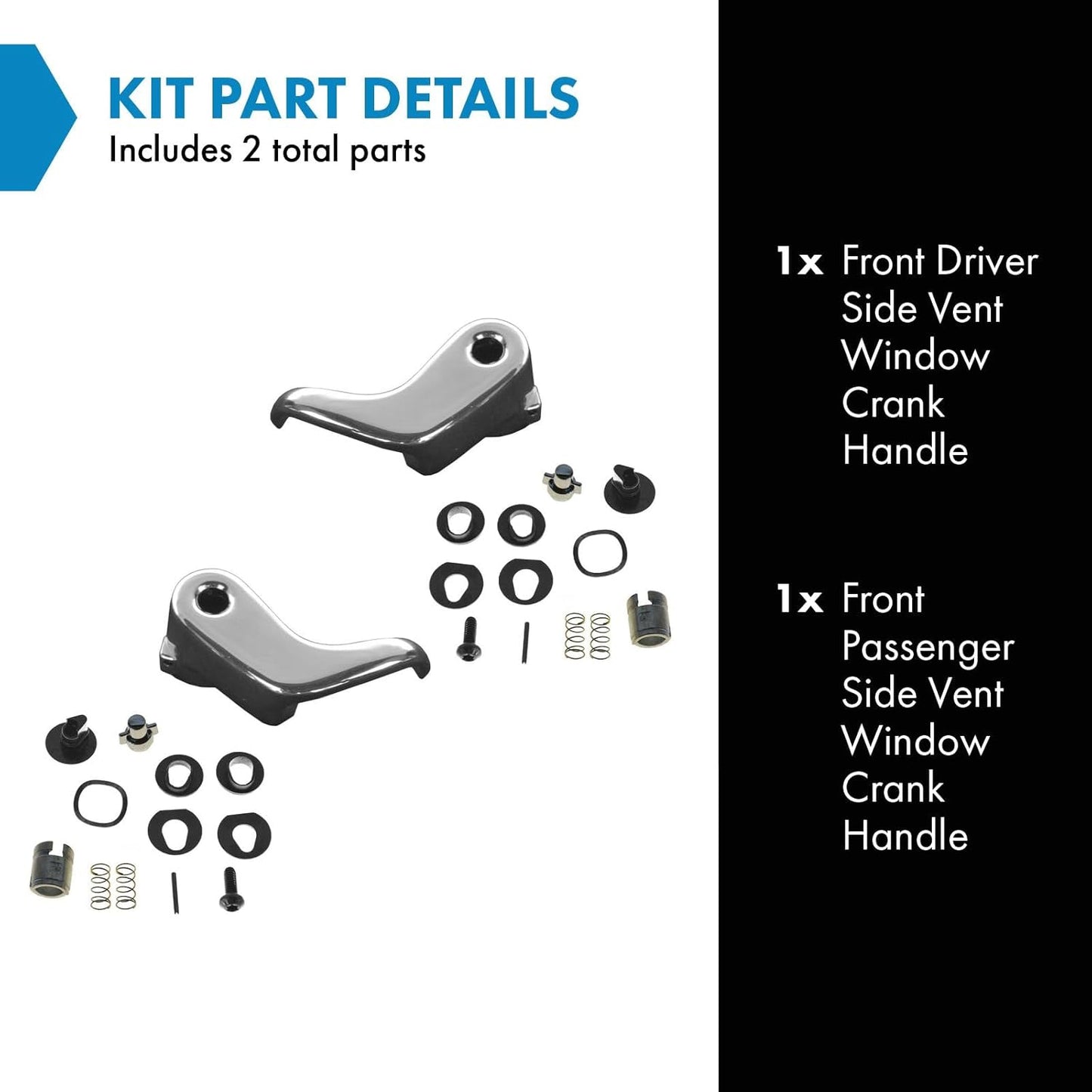 TRQ Locking Vent Window Handle Chrome Pair Set Compatible with Chevy GMC Blazer Jimmy Suburban