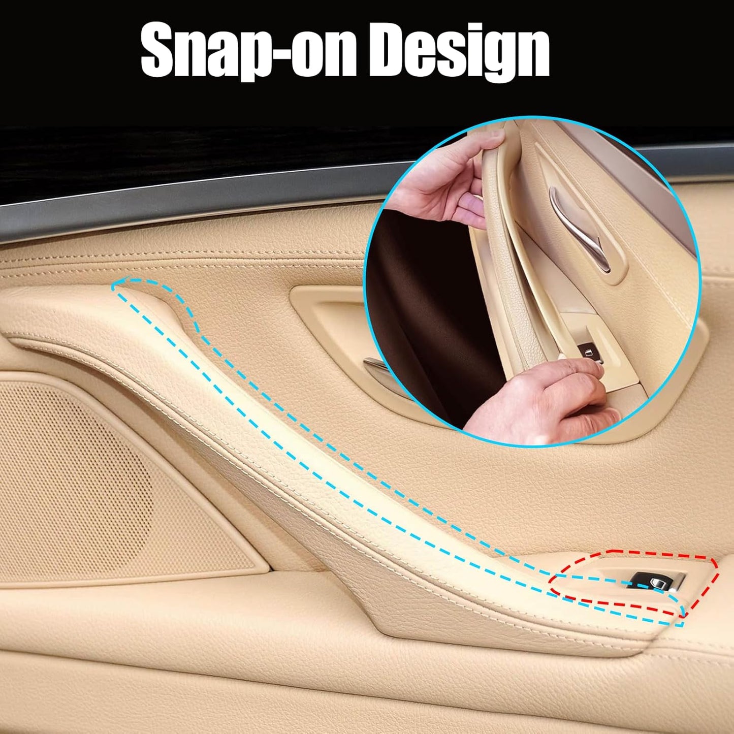 Jaronx Compatible with BMW Door Handle Covers Snap-on/Sticky-on 5 Series 520 525 528 530 535 F10/F11 2010-2016,7PCS Driver Side Window Switch Panel+Passenger Door Handle+Window Switch Covers (Beige)