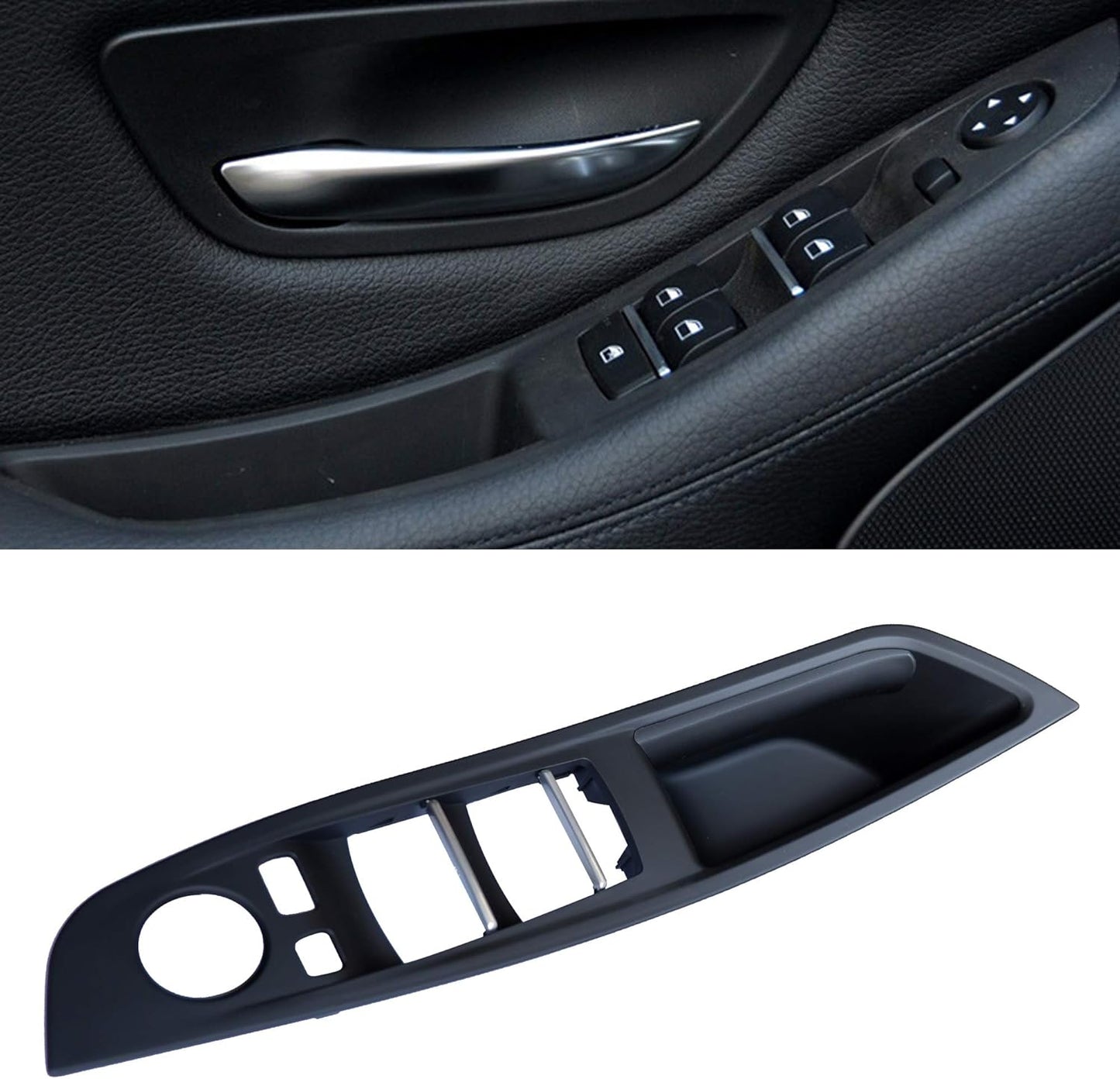 WODOFO GDR(7PCS Kit Inside Door Handle,Door Pull,Window Switch Armrest Panel Button Cover,All Four Inside Handle Trim Replacement for BMW 5 Series 528i 535d 535i 550i M5 F10 51417225873 Black