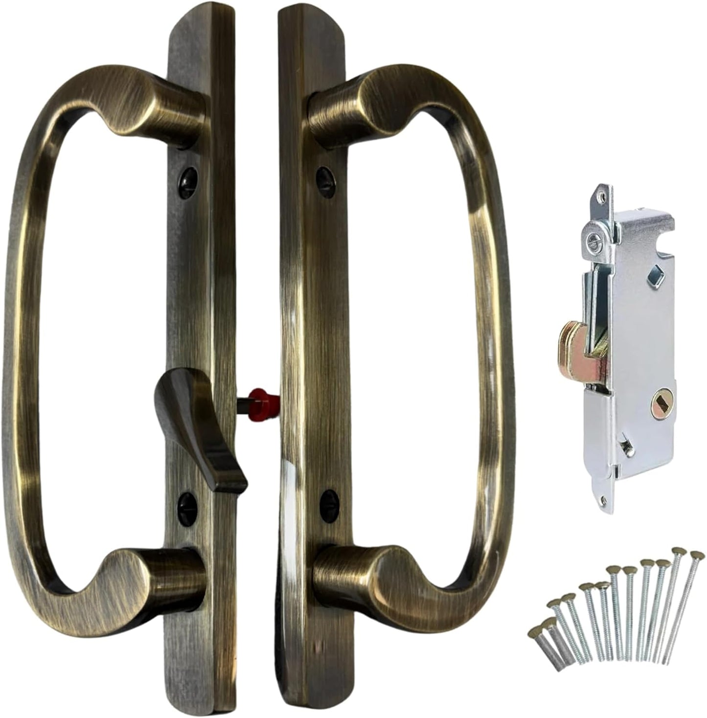 8.5" Legacy Sliding Patio Glass Door Handle Set Replacement – Offset Latch, Non-Keyed, Bronze – Sash Controls 2265 Handle & 45° Mortise Lock– Fits 3-15/16” Screw Spacing & 1-1/4" to 2-1/4" Thick Doors