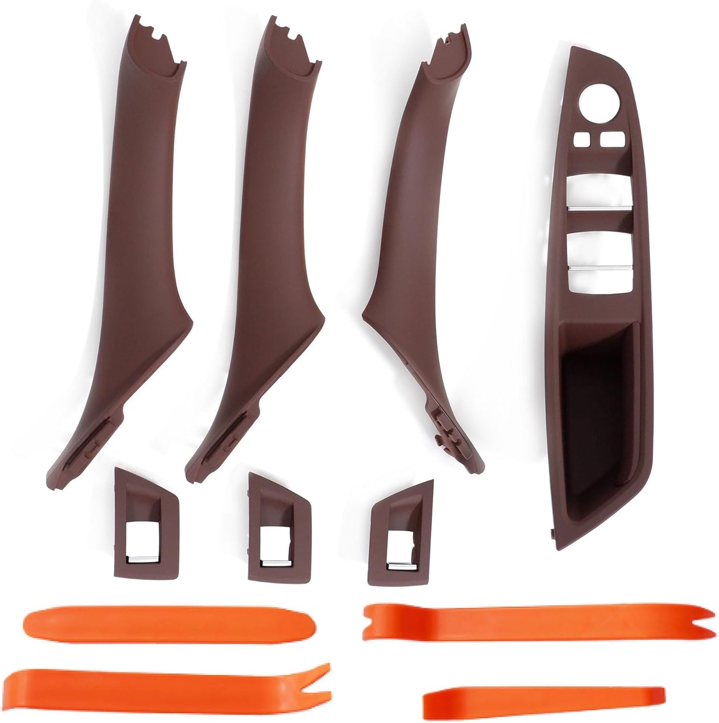 WODOFO GDR(7PCS Kit Inside Door Handle,Door Pull,Window Switch Armrest Panel Button Cover,All Four Inside Handle Trim Replacement for BMW 5 Series 528i 535d 535i 550i M5 F10 51417225873 Black