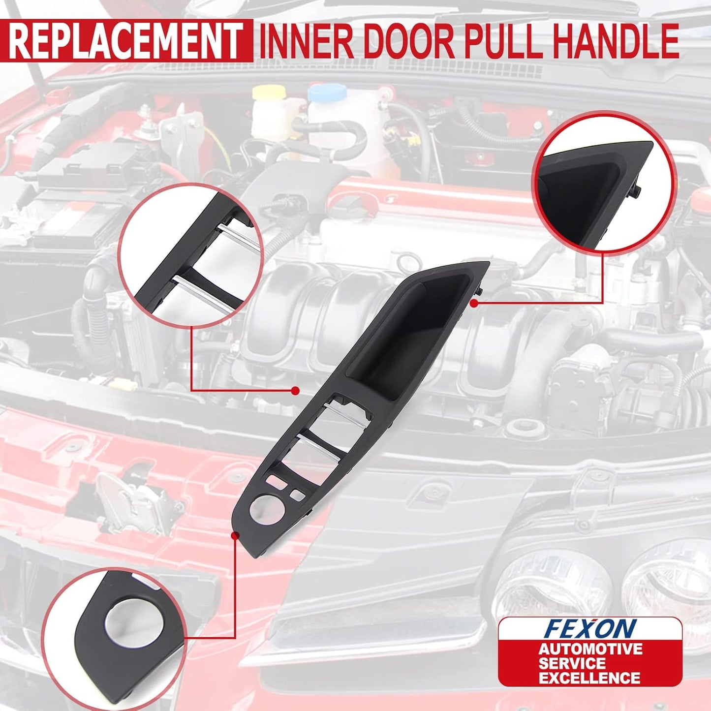 Black Window Switch Armrest Panel, Inner Door Pull Handle Trim Cover Kits Replacement for 2010-2016 BMW 5 Series 520 523 525 528 530 535
