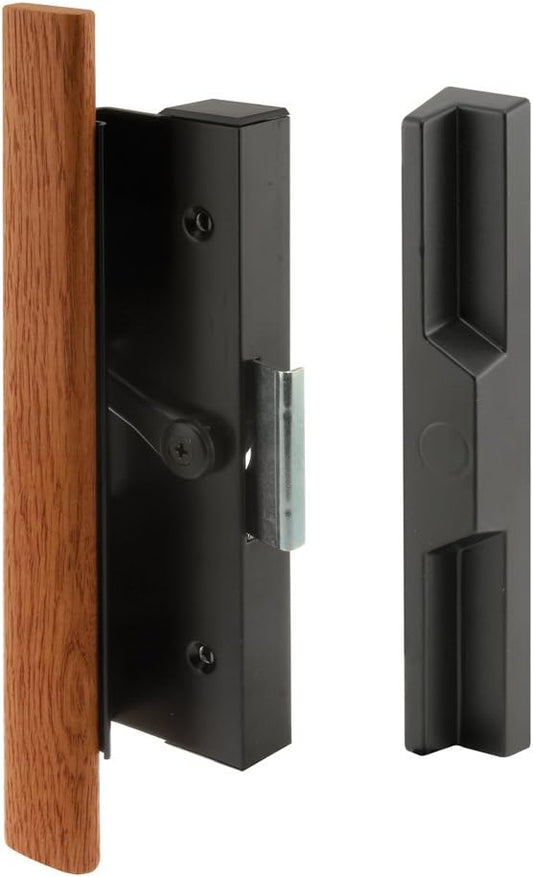 Prime-Line C 1126 Black Diecast Sliding Door Handle with Wood Handle, (Single Pack)
