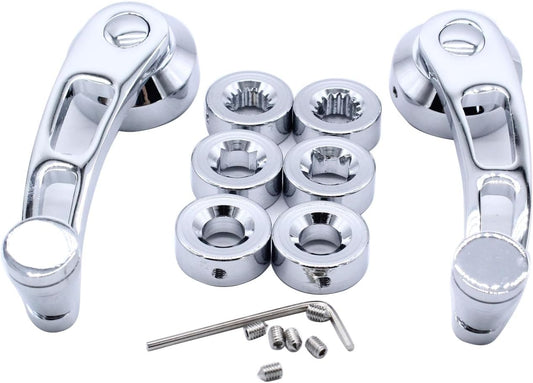 2 Sets Window Crank Handle Chrome Billet Aluminum 4 1/4 Window Crank Handle Fits for Hot Rod Chevy Ford Chrysler
