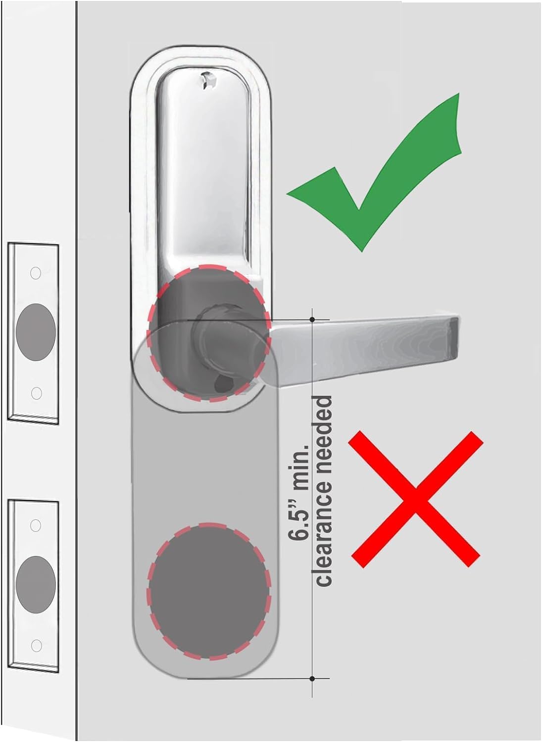 JOUNJIP Double-Sided Mechanical Keyless Combination Lever Handle Door Lock - [Square Spindle] Easier Install - (Satin Chrome) 2024 Upgrade Version