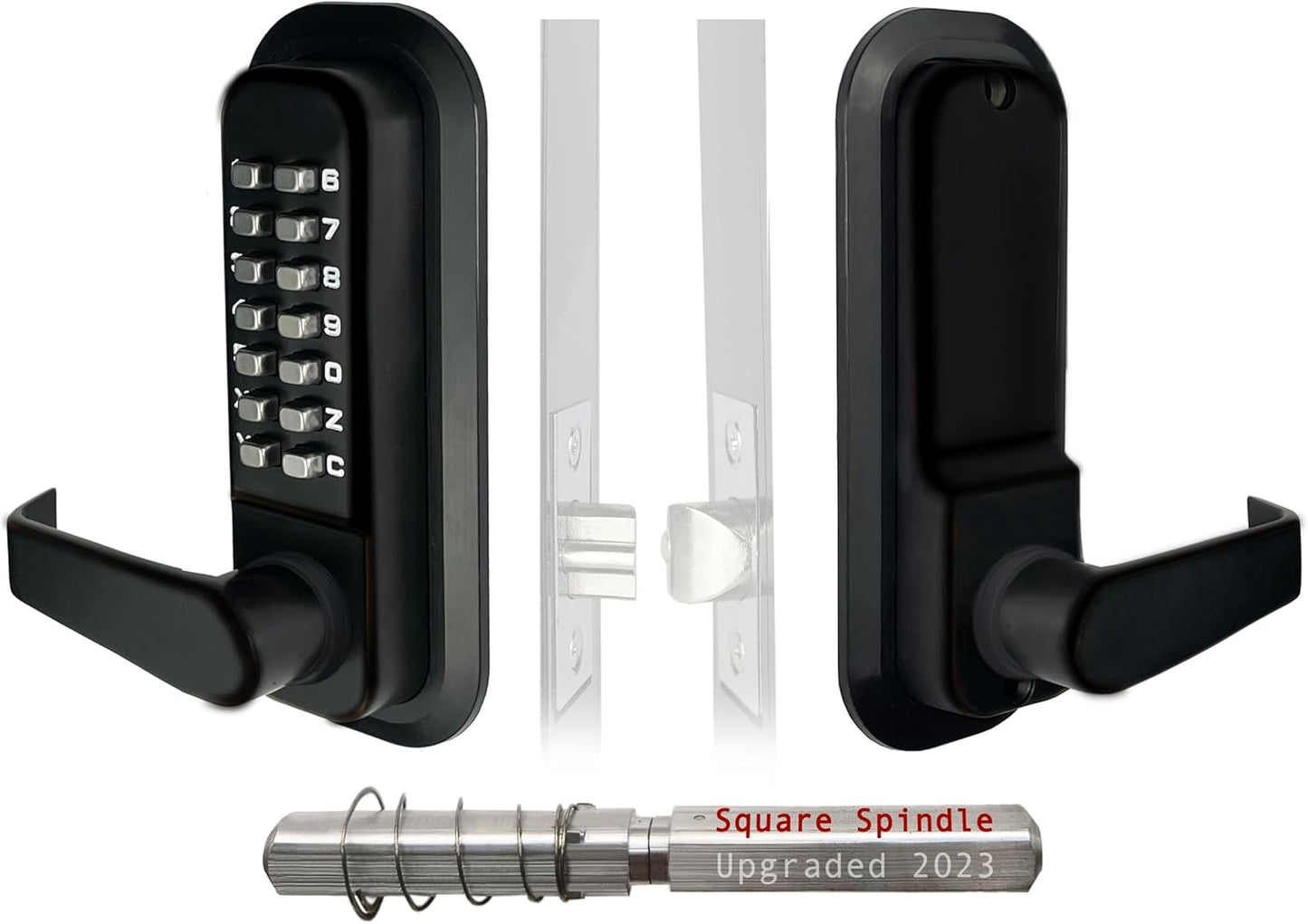 JOUNJIP Double-Sided Mechanical Keyless Combination Lever Handle Door Lock - [Square Spindle] Easier Install - (Satin Chrome) 2024 Upgrade Version